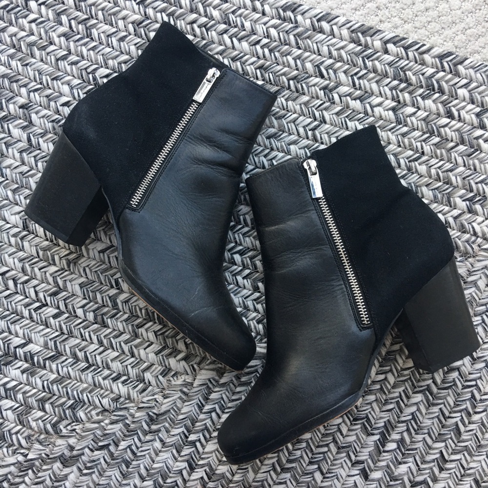 Michael Kors - Black Leather & Suede Booties